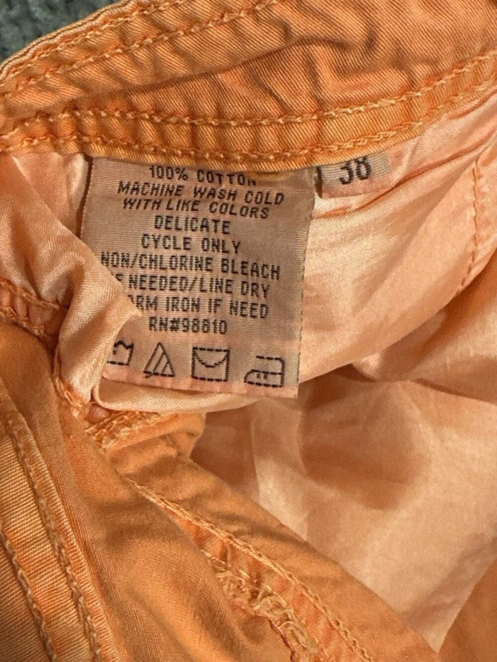 Vintage Y2K Seven Souls Cargo Utility Shorts Orange Multi Pockets Size 38 - Picture 9 of 12